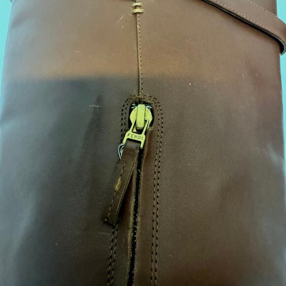 FENDI Women’s Cognac Brown Leather New High Heeled Boots Size 39 8.5 Gold Buckle - Picture 13 of 13